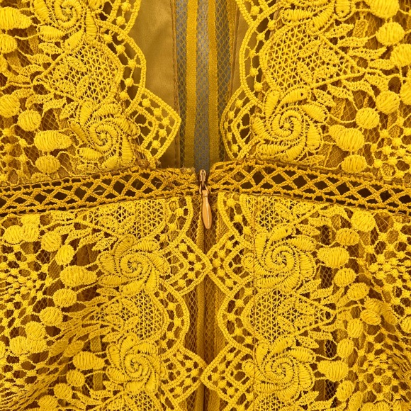 FREE PEOPLE Honey Lace Mini Dress Womens 0 Marigold Yellow Sleeveless NWT - Picture 8 of 16
